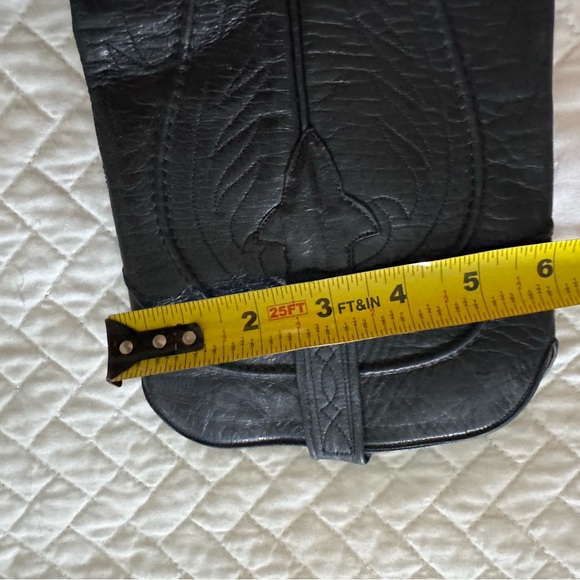 Lucchese Black Heeled Boots with Western Stitching - Picture 5 of 7